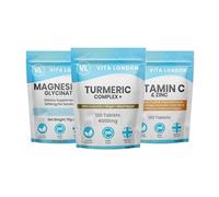 Magnesium Glycinate, Vitamin C, Zinc & Turmeric | Vita London Spring Supplement Bundle | High Strength Tablets/Capsules for Men & Women | Made in UK, Vegan