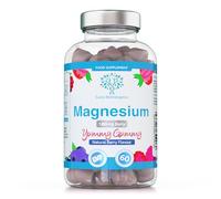 Magnesium Gummies, Providing 180mg Daily dose of Elemental Magnesium from Citrate - 60 Natural Berry Flavour Chewable Yummy Gummies for Better Sleep, Muscle and Nerve Support - UK Made
