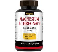 Magnesium L-Threonate Capsules 1800mg - 180 Counts- High Absorption Magnesium Supplement - Bioavailable Form for Rest and Cognitive Function Support