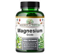 Magnesium Oxide 665 mg | 400 mg Elemental Magnesium | 365 Vegan Capsules | High Strength | One-Year Supply | Source of Nature