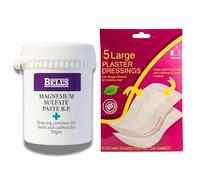 Magnesium Sulphate Paste 50g with 5 x Sterile Wound Dressings | Drawing Ointment for Boils, Splinters & Insect Bites | Soothing & Fast-Acting Relief |