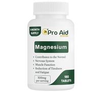 Magnesium Tablets 180 Pack by ProAid | Vegan & Vegetarian | 6 Months Supply | Made in UK | Easy to Swallow 11mm Tablets