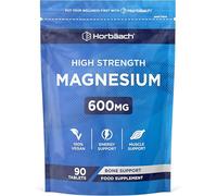 Magnesium Tablets 600mg | High Strength Elemental Magnesium Supplement for Men & Women | 90 Vegan Tablets | by Horbaach