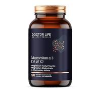 Magnesium x3 with Vitamin D3 & K2 - for Brain, Bone, Muscle, Heart and Cardiovascular Health - Triple Magnesium Blend with Glycinate, Acetyl Taurinate and Malate (90 Capsules)