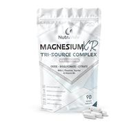 Magnesium XR Tri-Source Complex | 90 Vegan Tablets | Magnesium Bisglycinate, Citrate & Oxide, L-Theanine, Taurine & P-5-P B6 | Muscle & Nervous System Support | 45 Days | UK Made | by NutriVolv