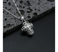 Magnet Box Pendant Devout Cross Pendant Chain Necklace Jewelry Anniversary Gift-Silvery