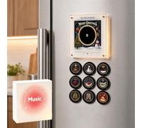 Magnet Christmas Music Player Set with 9 Vinyl Style Discs, Mini Vinyl Record Player-inspired Magnetic Music Box with 9 NFC Discs, Phone-free Playback, Christmas Decor and Gift (07-9 pcs)