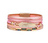 Magnet Clasp Bracelet Colourful Multi Layered Leather Bracelet Oversized Necklaces for Women (A, One Size)
