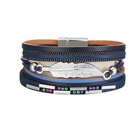 Magnet Clasp Bracelet Colourful Multi Layered Leather Bracelet Oversized Necklaces for Women (C, One Size)