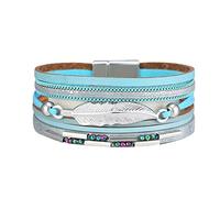 Magnet Clasp Bracelet Colourful Multi Layered Leather Bracelet Oversized Necklaces for Women (F, One Size)