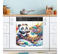 Magnet Dishwasher Covers Chinese Panda Year of the Dragon Kitchen Decor Refrigerator Door Covers Magnetic Skin 23 x 26 Inch