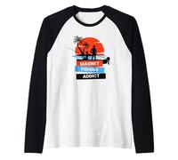 Magnet Fishing Addict Sunset Treasure Hunter Magnet Fisher Raglan Baseball Tee