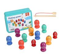 Magnet Fishing Game, Fish Table Toys, Sensory Wooden Material, Motor Skill Development, Ideal for Indoor Preschool Classroom Play, 4.96x3.74x1.57 Inches, Multi Color, 1 Set