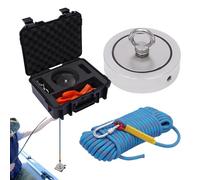 Magnet Fishing Kit, Double Sided Magnets with 3000 lbs Pulling Force, 66 ft Rope, Includes Case and Gloves for Retrieving Items from Water