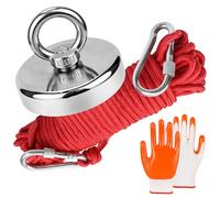 Magnet Fishing Kit - Super Power 453KG (1000 LB) Pull Force Round Super Strong Neodymium Eyebolt Fishing Magnet with Rope 20M(66ft) & Gloves for Salvage in River- 75 mm in Diameter