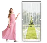 Magnet Fly Screen Door 101 x 244 cm Self Sealing Fly Screens Doors Powerful Magnets and Full Frame Magic Tape for Living Room, Bedroom, Patio, White