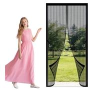 Magnet Fly Screen Door 101 x 247 cm Self Sealing Fly Screens Doors Powerful Magnets and Full Frame Magic Tape for Living Room, Bedroom, Patio, Black