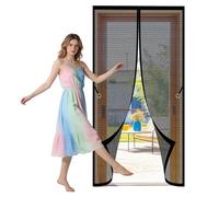 Magnet Fly Screen Door 111 x 272 cm Powerful Magnets that Snap Shut Automatically Double Door Magnetic Fly Screen Keeps Bugs Out Suitable for Patio Room Balcony Bedroom, Black