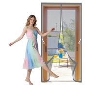 Magnet Fly Screen Door 118 x 296 cm Powerful Magnets that Snap Shut Automatically Double Door Magnetic Fly Screen Keeps Bugs Out Suitable for Patio Room Balcony Bedroom, Grey