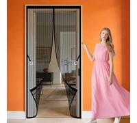 Magnet Fly Screen Door Insect 111 x 189 cm Hundreds of Sizes Fly Insect Screen Shuts Automatically Easy to Install Without Drilling Suitable for Patio Room Balcony Bedroom, Black
