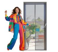 Magnet Fly Screen Door Insect 114 x 296 cm Full Frame Magic Tape Insect Protection Screen Keep Fresh Air in Bugs Out Suitable for Patio Room Balcony Bedroom, Grey