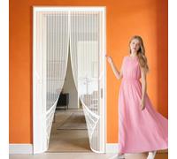 Magnet Fly Screen Door Insect 122 x 218 cm Hundreds of Sizes Fly Insect Screen Shuts Automatically Easy to Install Without Drilling Suitable for Patio Room Balcony Bedroom, White