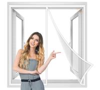 Magnet Fly Screen Window 140x250 cm, Insect Protection, Magnetic Mosquito Net, Automatic Closed Anti Mosquito Curtain for Balcony and Patio Window White, Reinforced
