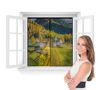 Magnet Fly Screen Windows 90x150cm Black Heavy Duty Patio Insect Door Screen Close Automatically -Easy to Install -for Balcony Sliding Living Room Children's Room