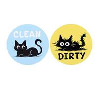 Magnet for Dishwasher Dirty and Clean, 2 Pieces for the Home, Black Cat | Magnetic Indicator for Dishwashers Double-Sided Reversible - For Living Room Laundry Apartment Dormitory Farm