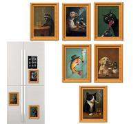 Magnet for | Wooden Art Decoration with Animal Prints, Magnets for with 3D Frame | for Home Kitchen Bedroom Dining Room Gift Animal Lovers