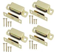 Magnet Latches for Cupboards Brass Cupboard Magnetic Door Catch for Cabinet Kitchen Latch with Screws Small Home Furniture Plastic Shell Metal Plate Pack of 4.