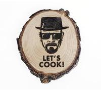 Magnet, Magnet, Gift, Decorative Souvenir on Wooden Log Slice 6.5x7.5cm, Walter White, Breaking Bad Heisenberg (Cedarwood)