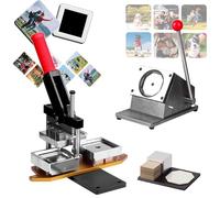 Magnet Maker Machine Kit: 2x2/2.5x2.5 Inch Square Magnet Press with Photo Cutter & 100 Sets Cardboard Supplies for DIY Fridge Magnets
