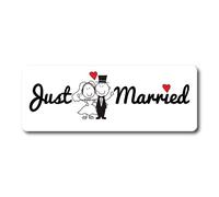 Magnet Me Up Just Married Magnet Decal, 3x8 Inches Heavy Duty Automotive Magnet for Car Truck SUV