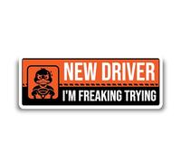 Magnet Me Up New Driver “I’m Freaking Trying” Magnet Decal - 3x8 Inch Caution Sign, Learner Car Sign, UV Printed Full Color, Durable Waterproof Vinyl, New Driver Gift, Made in USA