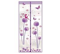 Magnet Mosquito Net Hands-Free Curtains Tulle Window Door Screen,No More Mosquitoes or Insects (Purple Dandelion)