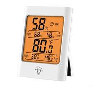 Magnet Mounted Digital Hygrometer and Thermometer with Touch Functionality for Effortless Use Indoors (white)