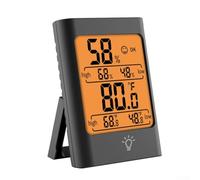 Magnet Mounted Digital Hygrometer and Thermometer with Touch Functionality for Effortless Use Indoors (black)