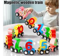 Magnet Number Train Set For Kids - Counting, Color Recognition & Math Play Set, Hand-Eye Coordination Toy - Wooden Numbers Learning Magnetic Train For Preschool, Boys & Girls