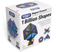 TOSY Magnet Pyramid Stone - 1 Cube Transforms into 1 Billion Shapes, 12 pieces, 243 Magnets, Christmas Stocking Stuffers Gift for kids, Holographic Design, Creative Puzzle STEM Toy