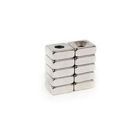 Magnet Store 10mm X 10mm X 4mm X (4mm Hole) Countersunk Neodymium Block Magnets N42 (Pull 2.21Kg) - 200 Magnet(S)