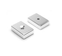 Magnet Store 15mm X 10mm X 4mm X (4mm Hole) Countersunk Neodymium Block Magnets N42 (Pull 3.99Kg) - 5 Magnet(S)