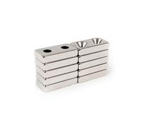 Magnet Store 20mm X 10mm X 4mm (4mm Double Hole) Block Countersunk Neodymium Magnet N42 (Pull 2.81Kg)- 10 Magnet(S)