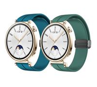 Magnet Straps for Huawei Watch GT 4 41mm Strap Men Women,Soft Silicone Replacement Band with Magnetic Folding Buckle for Huawei gt4 watch strap 41mm,Pine needle green/rock green