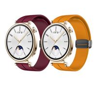 Magnet Straps for Huawei Watch GT 4 41mm Strap Men Women,Soft Silicone Replacement Band with Magnetic Folding Buckle for Huawei gt4 watch strap 41mm,Yellow/Wine red
