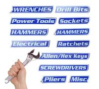 Magnet Tool Box Labels, 12-Piece Magnetic Tool Holder Label Set, Chest Organization Tags for Home, Workshop, Office, Classroom, College, Dormitory, and Business Storage