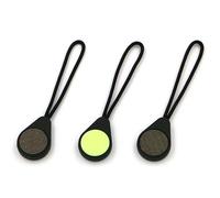 MagneTags - Mini magnetic tags with cord loop for hanging keys and small tools. Glow-in-the-dark rear for kit-marking. Pack of 3. UK-made.