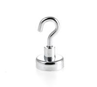 Magnetastico® | 1 Piece Neodymium N35 Magnetic Hook 16 mm Ø | Holding Force 5.5 kilograms | 1 Neodymium Hook Magnet zinc Coated & Very Strong | Pot Magnet with Hook
