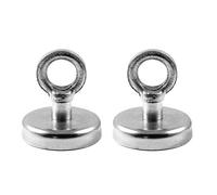 Magnetastico | 2x neodymium N35 eyebolt magnets 48 mm Ø | Holding force 81 kg | Extra strong neodymium pot magnets with eyelet, magnetic eyebolt, galvanised | Clamping magnet & Fishing magnet