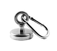 Magnetastico® | Neodymium Eyebolt-Carabiner Magnet N35 48 mm Ø | Holding Force 81 kg | Very Strong & Powerful Neodymium Pot Magnet snap Hook with Eye, Loop & galvanised | Magnetic karabiner Eyebolt